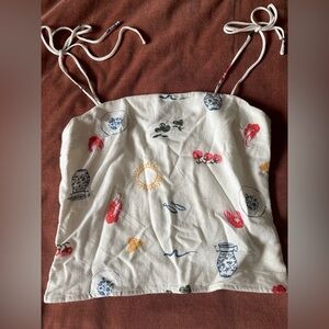 Abercrombie Tie-Strap Linen Top